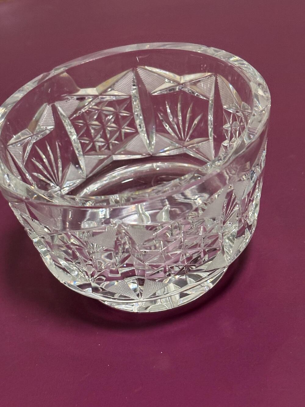 Vintage Glass Crystal Bowl Jar Flower 4 3/4” wide 3 1/4” inch high